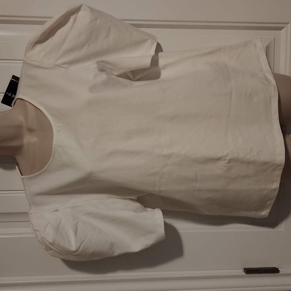 Forever 21 White Puff-Sleeve Top
